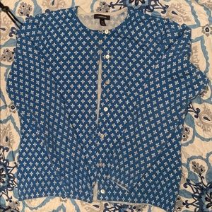Lands End Fleur de Lis cardigan sweater